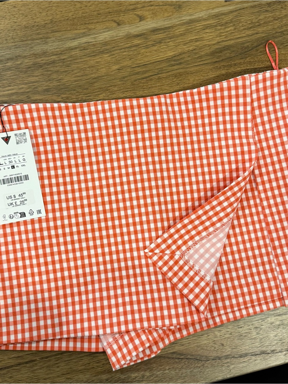 Zara Orange Gingham Skort